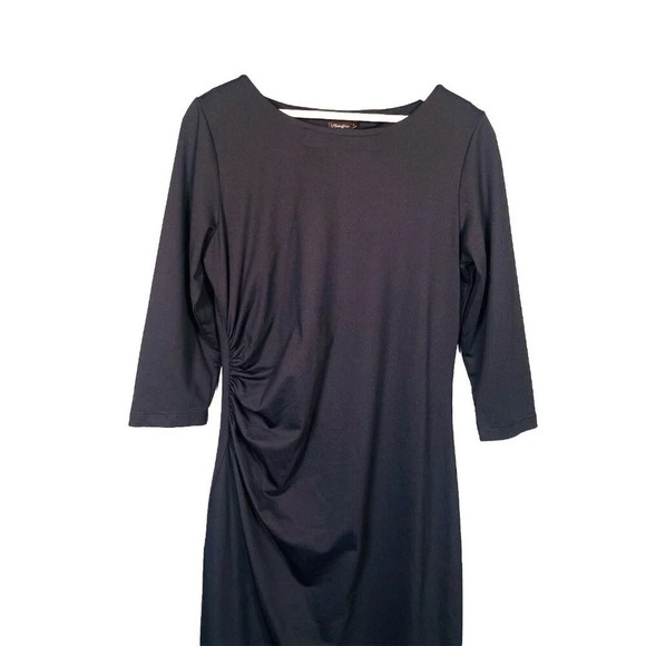 J. McLaughlin Naja Sage Sheath Dress Size M Medium Black Catalina Ruched Side - Picture 2 of 9